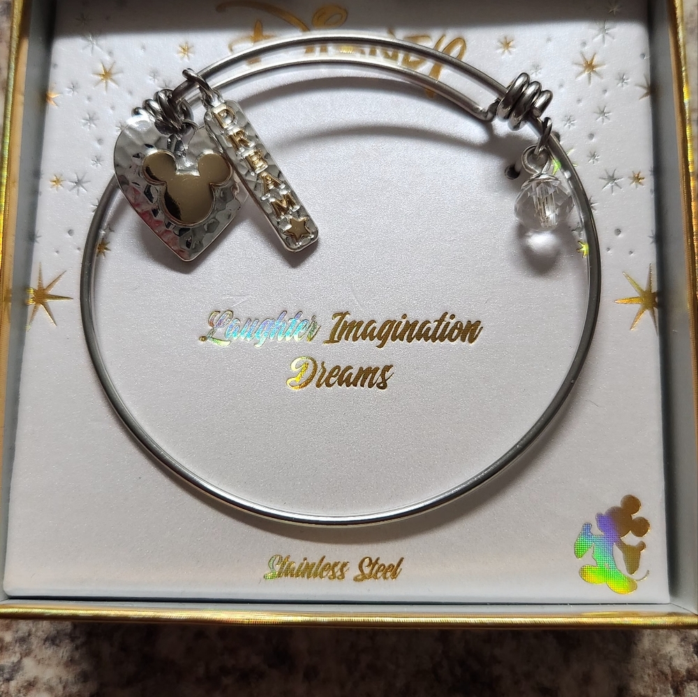 Disney Mickey Mouse Stainless Steel  Charm Adhustable Bracelet